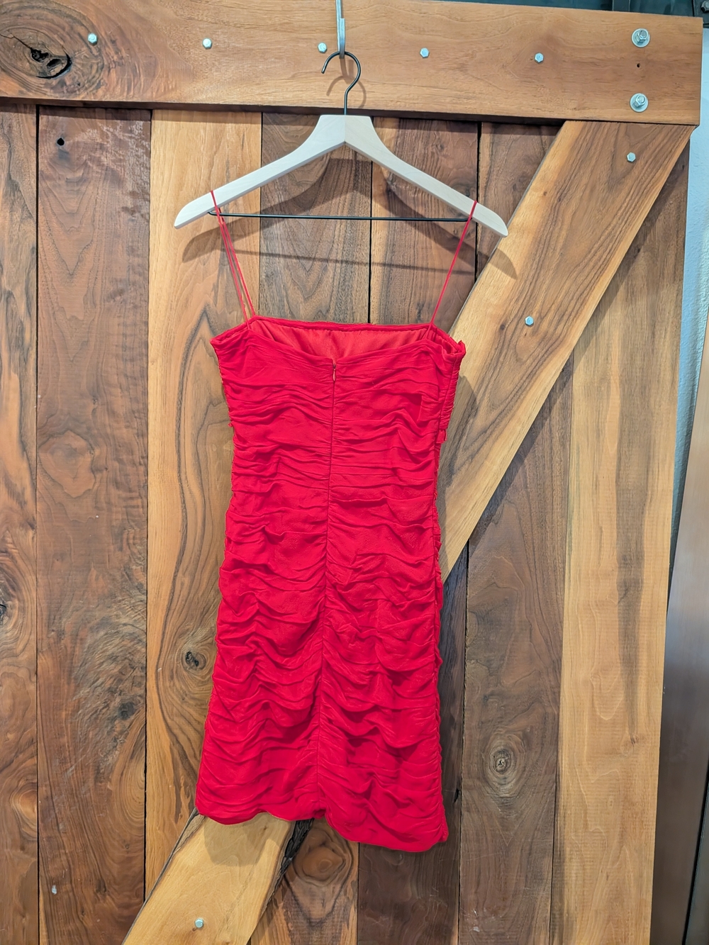 Cache Red Ruched Spaghetti Strap Mini Dress - Picture 3 of 3